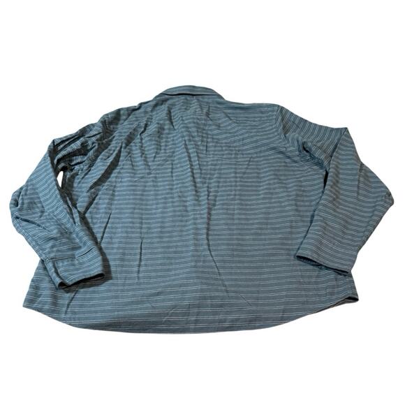 Untuckit Size XXXL Men Button Up Shirt Blue Thin Striped Causal Long Sleeve - Picture 2 of 5